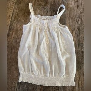 Mine White Button-Front Sleeveless Blouse